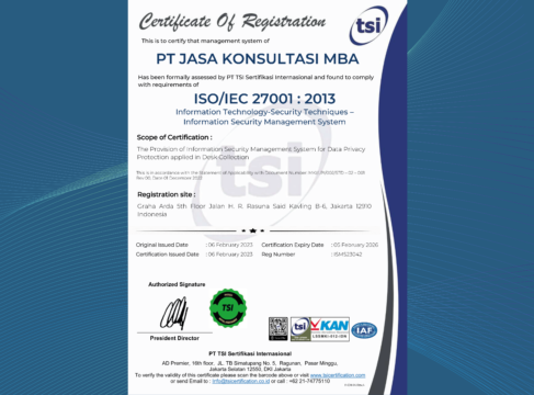 MBA Consulting Indonesia сертифицирована по стандарту ISO 27001:2013